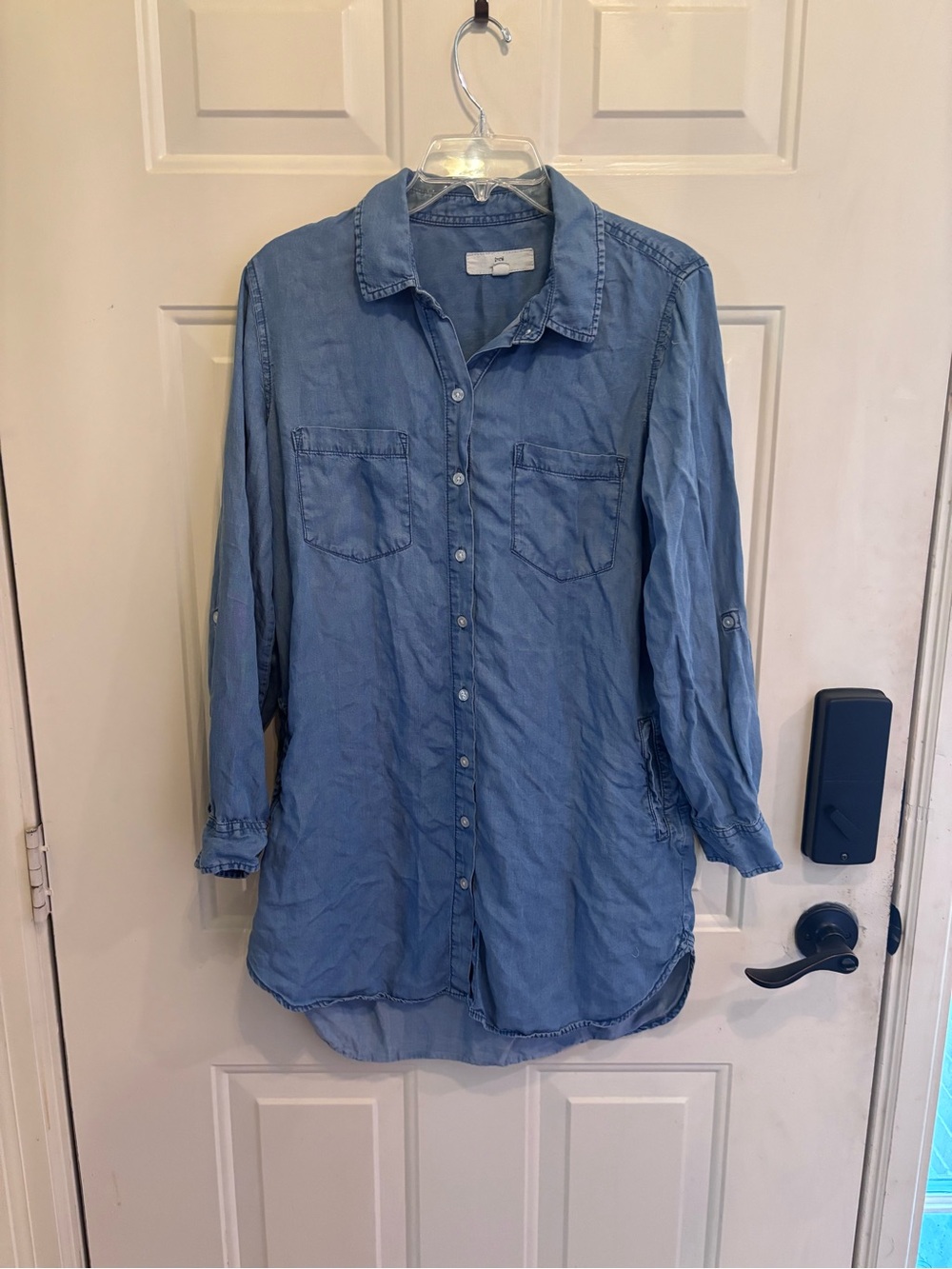Thread & Supply Denim Blue Button-Front Mini Shirt Dress - Picture 2 of 5